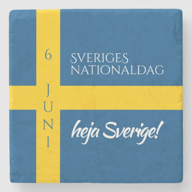 Sveriges Nationaldag Swedish National Day Flag Stone Coaster (Front)