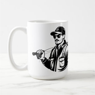 SVG Custom Bass Fisherman And Rod Coffee Mug