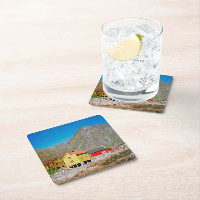 Svolvaer, Norway Square Paper Coaster (Insitu)