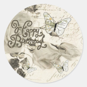 SW roses and butterflies Classic Round Sticker