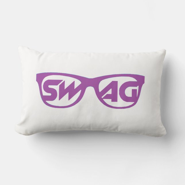 Swag 2 Sided Purple and White Pillow (Front)