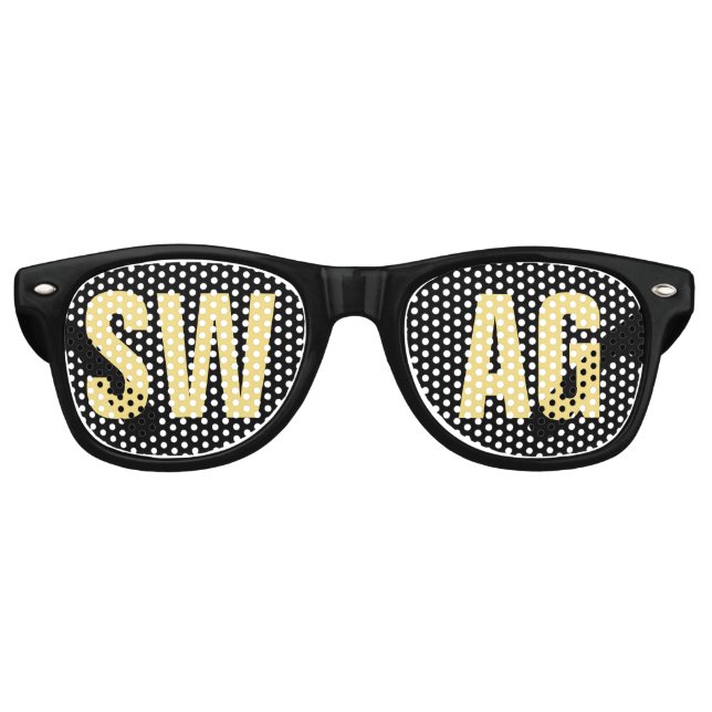 'SWAG' Black and Gold Party Retro Sunglasses (Front)