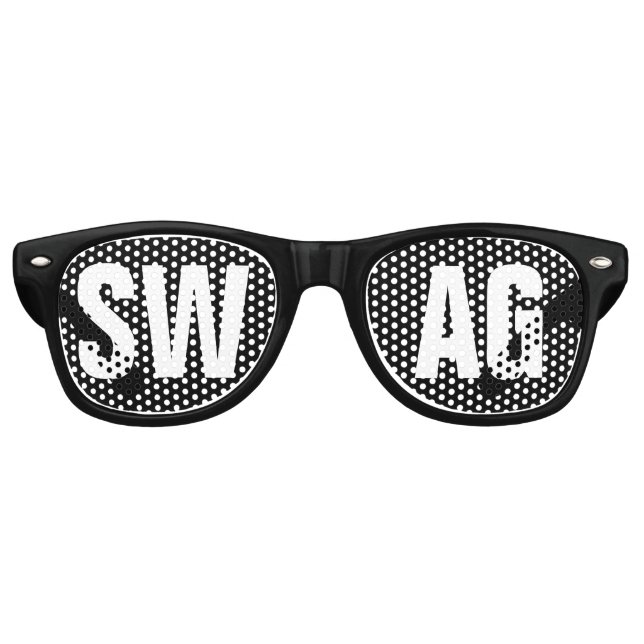 'SWAG' Black and White Party Retro Sunglasses (Front)