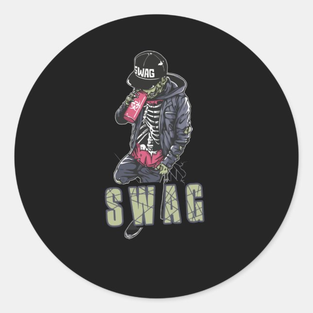 Swag zombie classic round sticker (Front)
