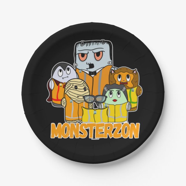 Swagazon Monsters Mummy Frankenstein Dracula Monst Paper Plate (Front)