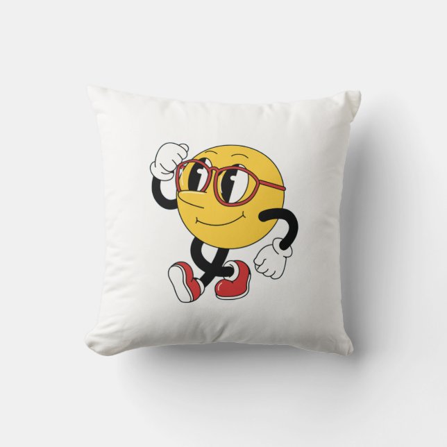 Swagmoji Strut – Cartoon Throw Pillow  (Front)