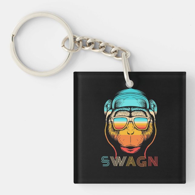 Swagn Retro Monkey Key Ring (Front)