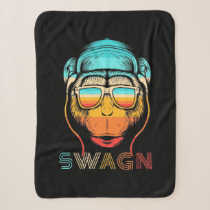 Swagn Retro Monkey Sherpa Blanket