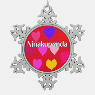 Swahili – I love you Snowflake Pewter Christmas Ornament