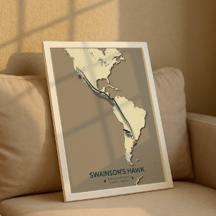 Swainson’s Hawk Migration Map – Minimalist Vintage Poster