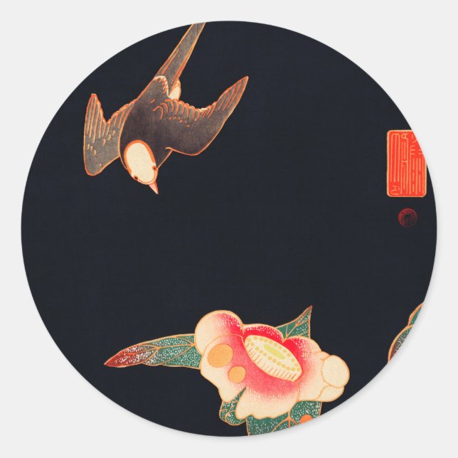 Swallow and Camellia (1900) by Ito Jakuchu Classic Round Sticker (Front)