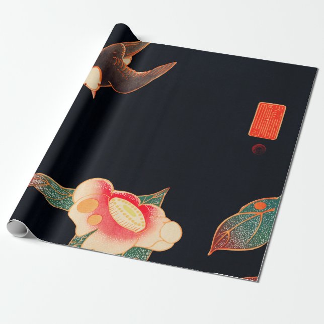 Swallow and Camellia (1900) by Ito Jakuchu Wrapping Paper (Unrolled)