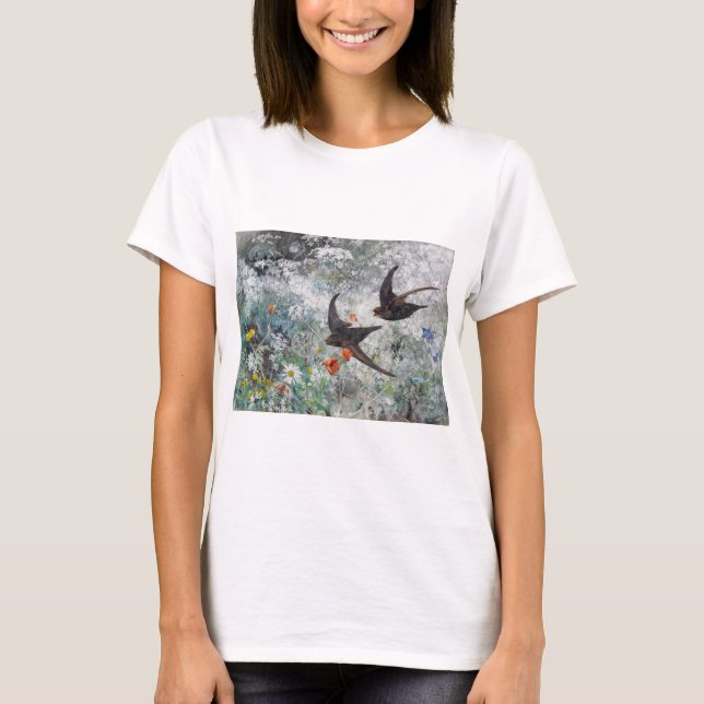 Swallow and Flower Field, Bruno Liljefors T-Shirt (Front)