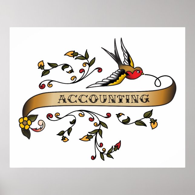 Swallow and Scroll with Accounting Poster (Front)