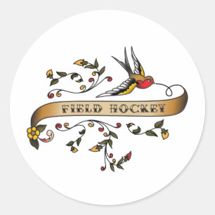 Swallow and Scroll with Field Hockey Classic Round Sticker