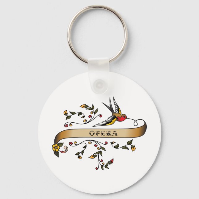 Swallow and Scroll with Opera Key Ring (Front)