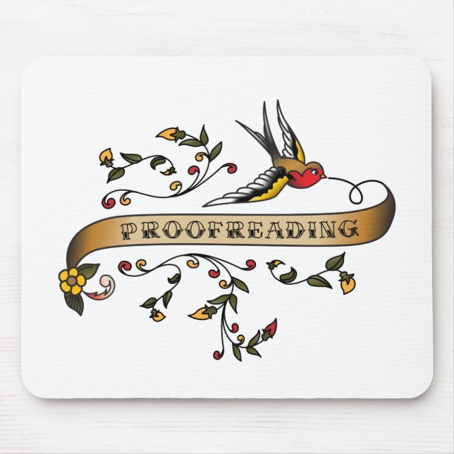 Swallow and Scroll with Proofreading Mouse Pad (Front)