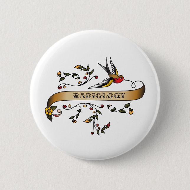 Swallow and Scroll with Radiology 6 Cm Round Badge (Front)