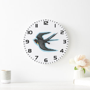 Swallow Bird Flying Large Clock