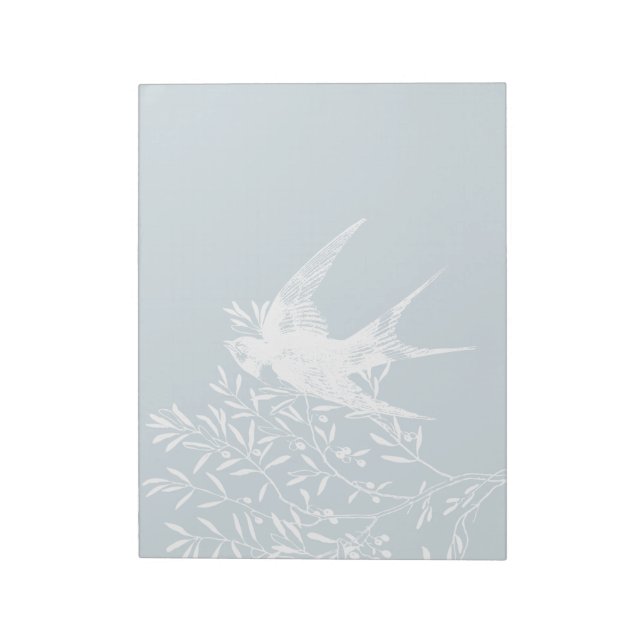 Swallow Bird Flying over Olive Branches Notepad (Rotated)