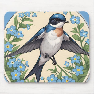 Swallow Bird swallows birds forget me not Mouse Pad