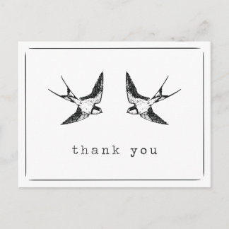 Swallow Bird Thank You Postcard