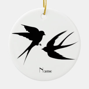 Swallow Birds Silhouettes Thunder_Cove Ceramic Tree Decoration