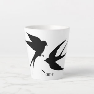Swallow Birds Silhouettes Thunder_Cove  Latte Mug