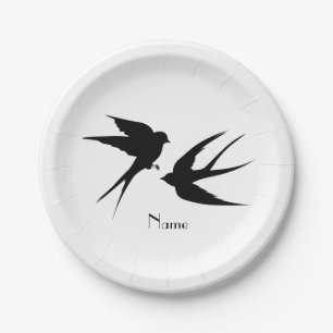 Swallow Birds Silhouettes Thunder_Cove Paper Plate