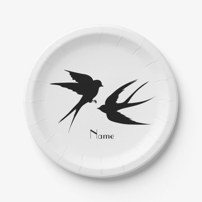 Swallow Birds Silhouettes Thunder_Cove  Paper Plate (Front)
