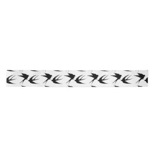 Swallow Birds Silhouettes Thunder_Cove Satin Ribbon