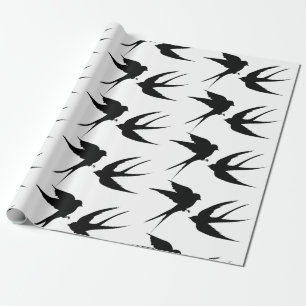 Swallow Birds Silhouettes Thunder_Cove Wrapping Paper