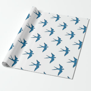 Swallow Flying Down Drawing Wrapping Paper