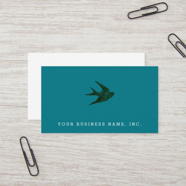 Swallow (Letterpress Style) Business Card (Front/Back In Situ)