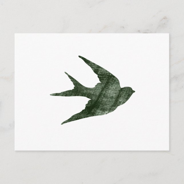 Swallow (Letterpress Style) Postcard (Front)