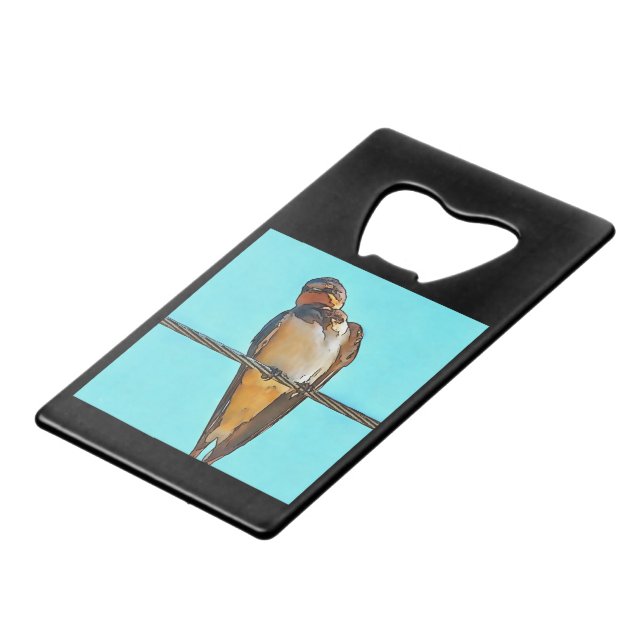 Swallow On A Wire Black Outline Art (Back Angled)