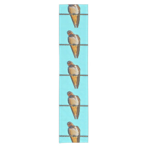 Swallow On A Wire Black Outline Art Short Table Runner