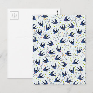 Swallow pattern postcard