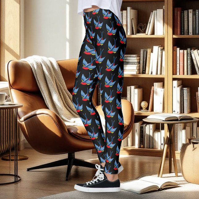 Swallow Red Blue Tattoo Leggings (Creator Uploaded)