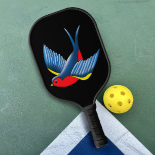 Swallow Red Blue Tattoo Pickleball Paddle