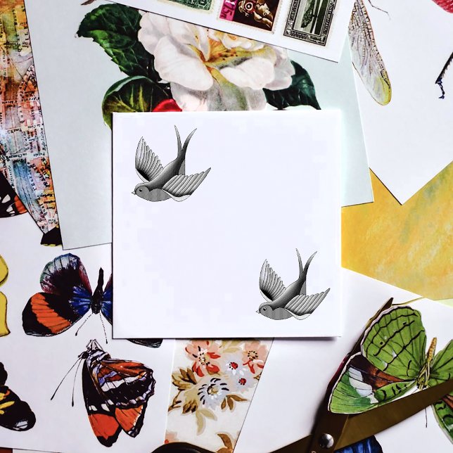 Swallow Red Blue Tattoo Self-inking Stamp (Creator Uploaded)