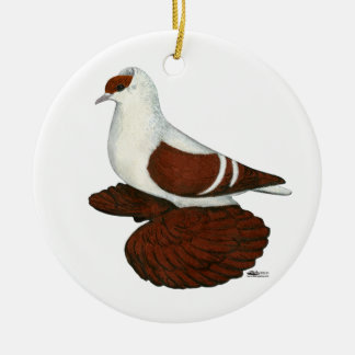 Swallow: Red Fullhead Pigeon Ceramic Tree Decoration
