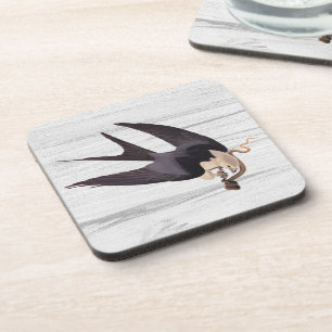 Swallow Tailed Hawk with Snake on Rustic Grey Coaster