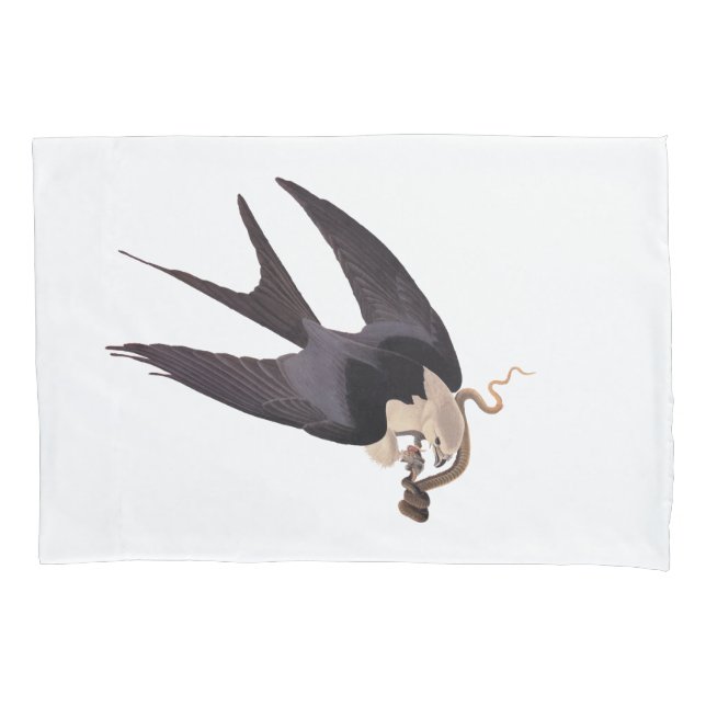 Swallow Tailed Hawk with Snake Vintage Audubon Pillowcase (Front)
