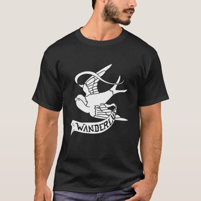 Swallow Wanderlust Bird Tattoo Freedom Gift T-Shirt (Front)