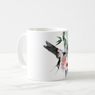Swallow with Bamboo and flowers Classic Coffee Mug