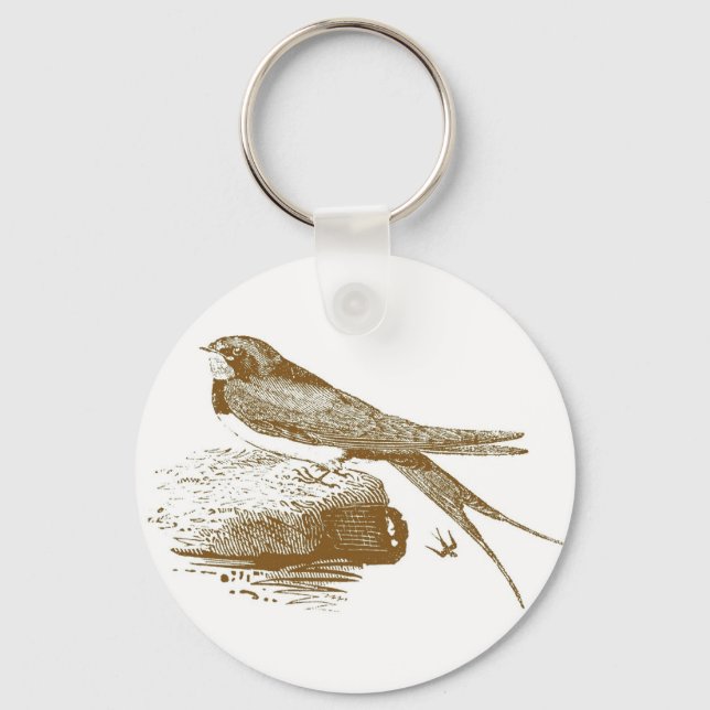 Swallow Woodcut Key Ring (Front)