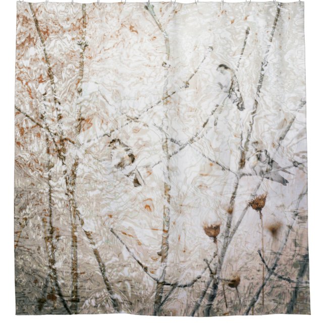 Swallows and Ripples Semi Abstract Nature Earthy Shower Curtain (Front)