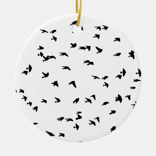 Swallows in Flight Bird Print Ceramic Tree Decoration (Front)