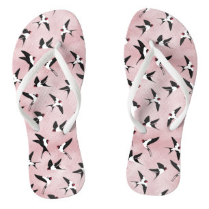 Swallows in the sky -Pink - Big scale Jandals